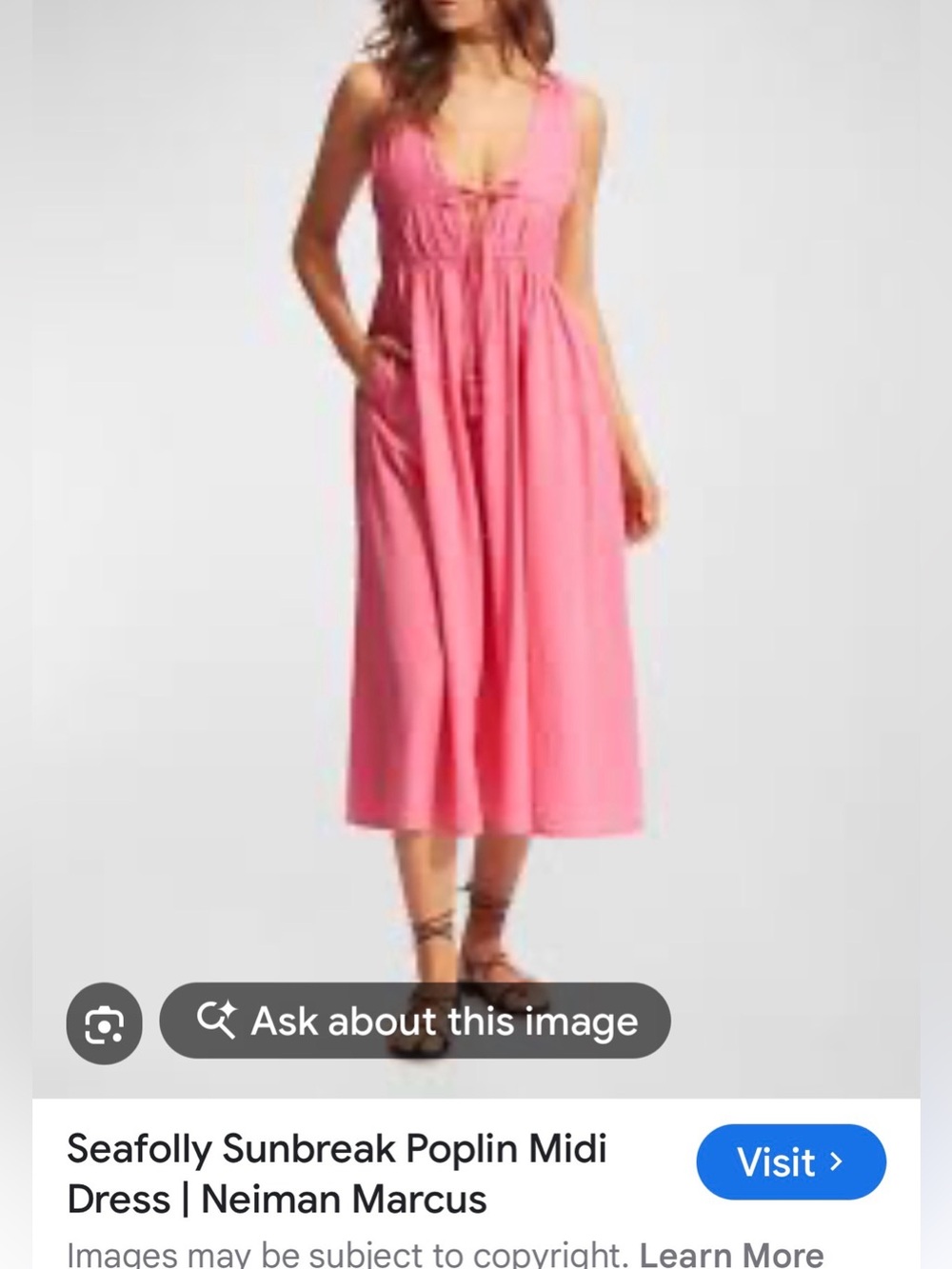 Seafolly (Neiman Marcus) Hibiscus Pink Midi Dress With Pockets Size Small